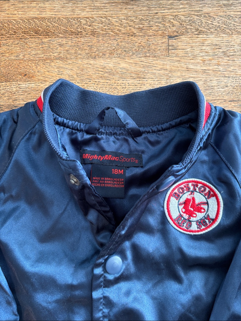NWOT Infant 18M Boston Red Sox Navy Satin Bomber Jacket - Picture 2 of 7